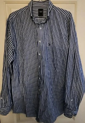 Camisa de vestir de la Asociación Polo de Estados Unidos para hombre talla grande manga larga con botones a rayas Foto 1 de 4