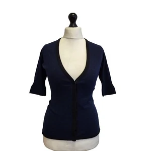 Reda 100% Cashmere Cardigan Blue Black Snap Button Cardigan Women's S EU 36 SVR - Picture 1 of 4