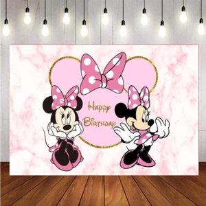 Minnie Mouse Girls Birthday Party Backdrop Kids Vinyl Photo Background Banner - Picture 1 of 14