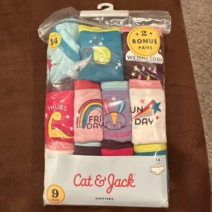 Cat and Jack Girls Size 14- Hipster Underwear 9 pack+2 bonus = 11 (100% cotton) - Picture 1 of 3