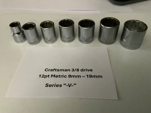 Craftsman 3/8 drive 12pt poco profonde - serie V prese metriche 9-19mm a scelta - USA - Foto 1 di 25
