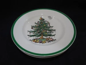 Spode China Christmas Tree with Green Edge - Set of 4 Dinner Plates MIE - Picture 1 of 7
