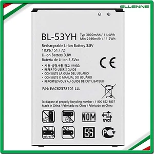 BATTERIA LG PER LG G3 3000 mAh BL-53YH 3.8V LITIO NUOVA SOST.ORIGINALE - Foto 1 di 4