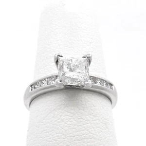 18k Gold Natural Princess Cut Diamond Engagement Ring GSI Cert Kallati - Picture 1 of 14