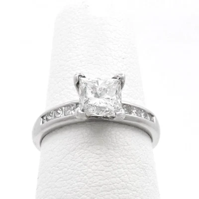 18k Gold Princess Cut Setting Natural Diamond Engagement Ring GSI Cert Kallati - Image 1 of 4