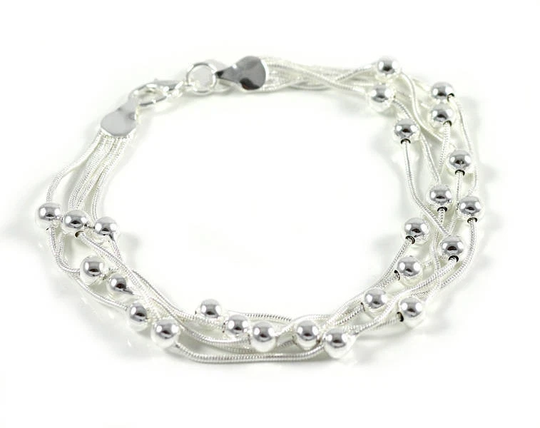 Sexy Kugel Perlen Damen Armband Geschenk Schmuck Armreif Versilbert Ø 60mm - Bild 1 von 1