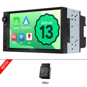 OBD+Double 2Din 7" IPS Android 13 Car Radio Head Unit In Dash Stereo GPS Navi BT - Picture 1 of 22