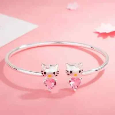 Hello Kitty Sanrio double heart pink/silver Bracelet - Image 1 of 4