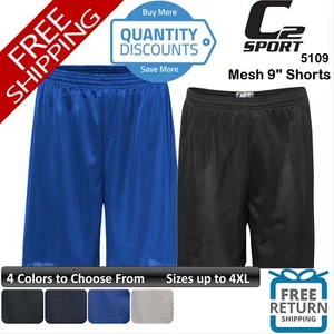 🔥 C2 Sport Men Mesh 9" Drawcord Shorts Solid Tricot Liner Up To 4XL 5109 - Picture 1 of 16
