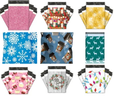 Sobres de polietileno de Navidad tamaño 10x13 paquete de 20 bolsas de envío de vacaciones Foto 1 de 4