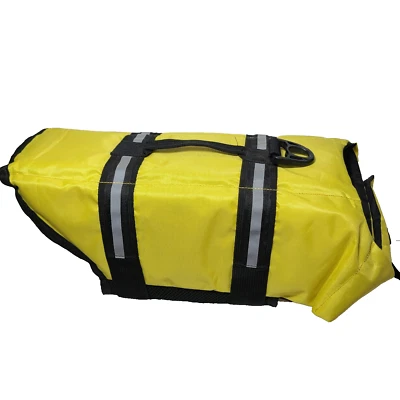 Chaleco salvavidas de flotación para perros mascotas grande de 18 a 45 libras. amarillo con correas negras reflectantes Foto 1 de 4