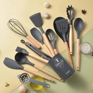 14-Piece Silicone Kitchen Utensils Set Non-stick Cooking Spoon and Baking Tools - Picture 1 of 20