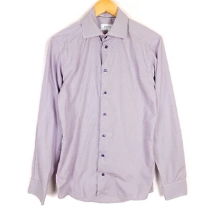 Camicia formale uomo ETON taglia 38 15 slim fit viola check cotone collo largo - Foto 1 di 9