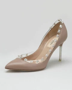 HOT Valentino Rockstud Pulver Akt PVC Klar Nieten Nackt Spitzpumpen! $ 900 - Bild 1 von 12
