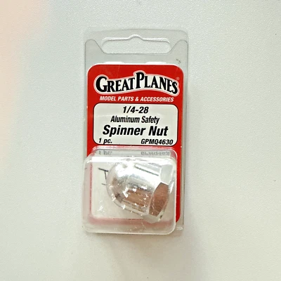 GREAT PLANES 1/4 x 28 ALUMINUM SAFETY SPINNER NUT NEW OLD INVENTORY - Image 1 of 4