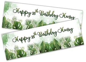 x2 Personalised Birthday Banner Plants Kids Party Decoration 227 - Picture 1 of 4