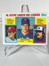 Steve Carlton Tom Seaver Steve Rogers 1984 Topps #708 Leaders ERA