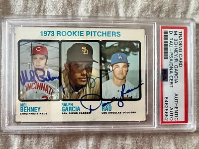 1973 Topps 602 SIGNED BY ALL THREE Mel Behney Ralph Garcia Doug Rau Multi Signed - Image 1 of 4