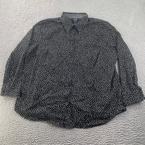 Chaps Shirt Womens 2X Non Iron Button Up Black White Dots Long Sleeve - Picture 1 of 12