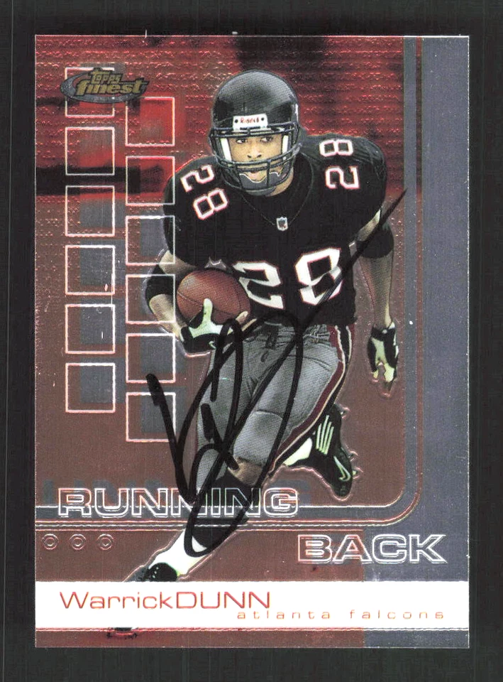 2002 Topps Finest #35 Warrick Dunn Signed IP Auto Autograph Falcons  - Image 1 of 2