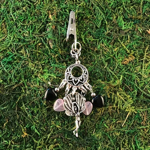 HOTI Handmade Black Purple Hearts Fairy Charm Angel Roach Clip It Card Grabber - Picture 1 of 4