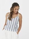 Kaja Clothing, Women's Clothing, Adelaide Singlet-Blue Stripe S, L, XL,XXL