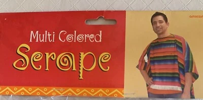 NEW Mexican Hispanic Serape Poncho Halloween Adult Costume Cinco De Mayo - Image 1 of 4
