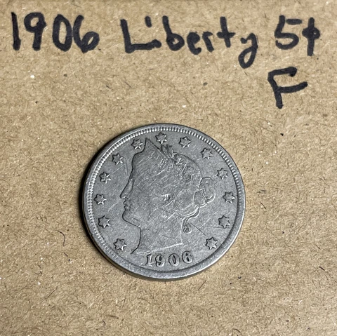 1906 Liberty Head V Nickel 5 Cent Piece Fine 5c US Coin Collectible Cover