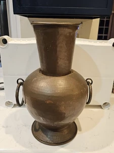 Antike gehämmerte Kupfer & Messing Übertopf Vase 18" hoch mit Griffen  - Bild 1 von 12
