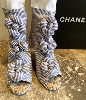 Chanel Camelia Suela de Cuña Corta Botas Botines Zapatos Mujer Talla 36 COCO MARK  Foto 1 de 4