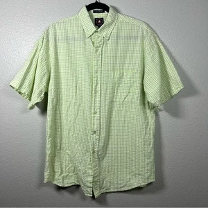 VTG Panhandle Slim Green Seersucker Men's M Short Sleeve Cotton Shirt - Picture 1 of 4