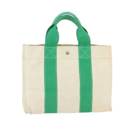 Auténtico bolso de mano HERMES Bora Bora PM de lona blanco verde plata bs19675 Foto 1 de 4