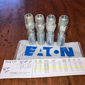 06U-J08 Eaton Schlauchende, 4 Stück, Sprunggröße, 3/8 Schlauch, 1/2" #8 Außengewinde NPT drehbar - Bild 1 von 5