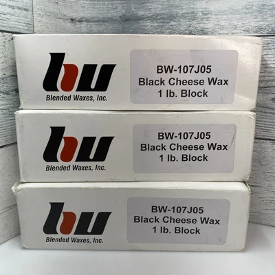 Blended Waxes, Inc. Black Cheese Wax 1 Pound Block Purpose Made in the USA 3 Pk - Image 1 of 4