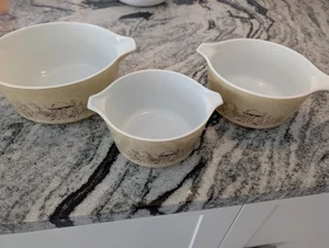 Vintage Pyrex Forest Fancies Pilz Aschenputtel Nistschalen 473 474 475  - Bild 1 von 9