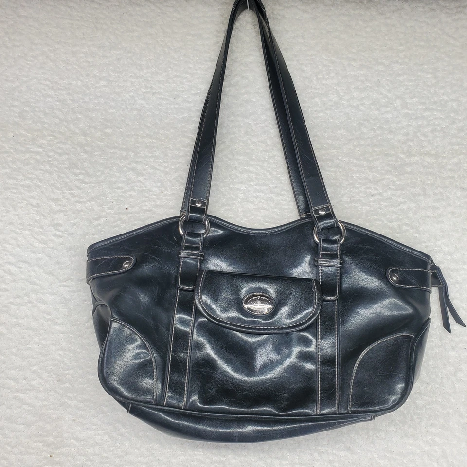 Rosetti Y2K Cartera Bolso de Mano Cuero Negro Bolso de Hombro Cremallera Bolsillos Exteriores Foto 1 de 4