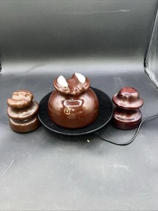 Lot Of 3 Brown Ceramic Insulators Vintage - Picture 1 of 7