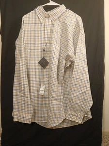 Camisa BROOKS BROTHERS Irlandesa de Lino a Cuadros LS Abotonada Talla XL Blanca/Azul/Tostada NUEVA - Imagen 1 de 9