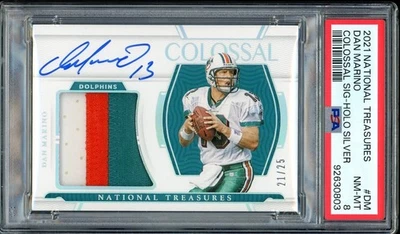 2021 National Treasures Dan Marino Patch autografado assinaturas colossais /25 PSA 8 - Imagem 1 de 2