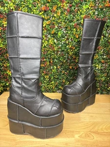 Demonia Stack 301 Plateau Stiefel Festival Rave Coachella Party Schwarz Herren 5 GUC - Bild 1 von 7