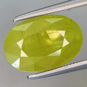 4.15ct t.w 12.6x8.5mm Oval Natural Green Sphene Madagascar, Africa - Imagen 1 de 4