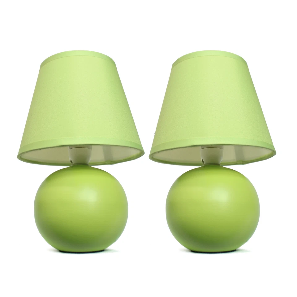 Simple Designs Mini Ceramic Globe Table Lamp 2-pack Set
