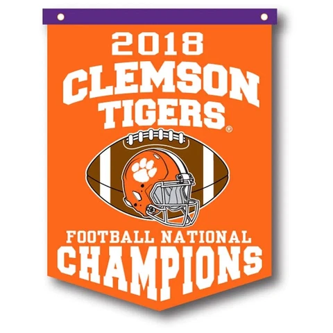 Clemson Tigers NCAA Football 2018 National Champions 18'' x 24'' Rafter Banner Cover