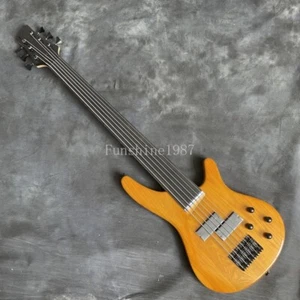 Handmade ASH Body Yellow Fretless Electric Bass Guitar Black Hardware Maple Neck - Picture 1 of 7