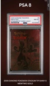 Pokemon TCG 2000 Mewtwo Danone Stadium Tip Shiny Gold Psa 8 Very Low Pop - Picture 1 of 1