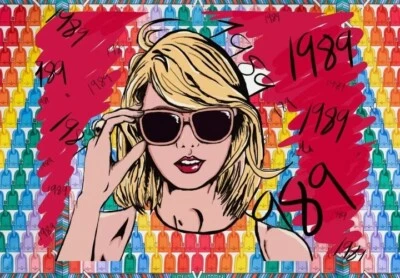 DEATH NYC ltd ed подписанный 45 x 32 см LG поп-арт печать Taylor Swift Eras альбом 1989 - Изображение 1 из 4