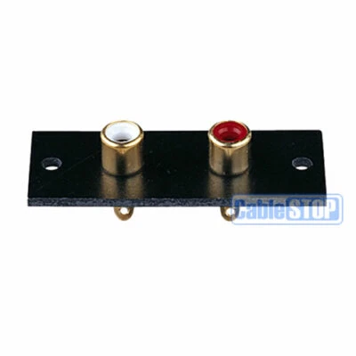 GOLD 2 WAY RCA TERMINAL Wall Panel Plate Phono Chassis Socket Audio Connector - Image 1 of 4