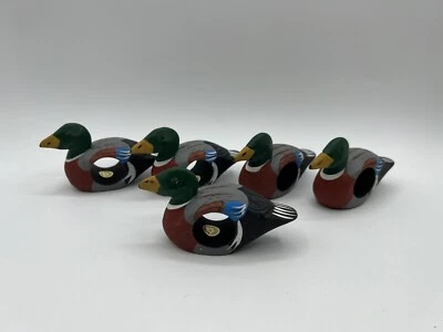 Juego de 5 servilleteros de madera pintados para decoración de mesa de pato pájaro Foto 1 de 4