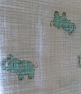 Aden + Anais White Baby Blanket Turquoise Elephants Muslin Swaddle Lovey