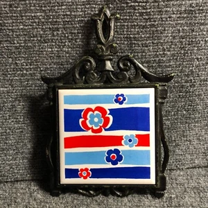 Vintage 1970 Nevco Cherry Ceramic Metal Trivet Kitchen Decor Hot Plate - Picture 1 of 9